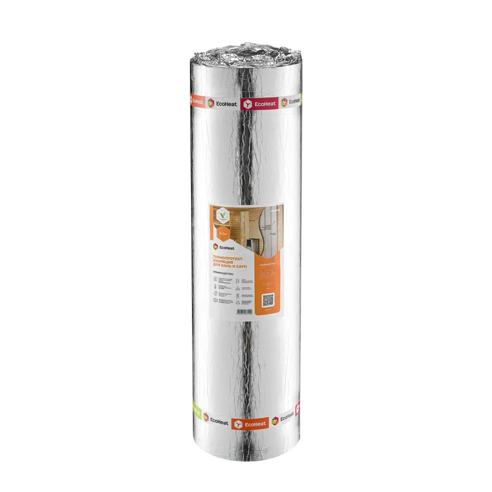 Изоляция отражающая EcoHeat для бань и саун 8x1000x6000 мм 6м2 89365796 STLM-2167466 Santreyd 