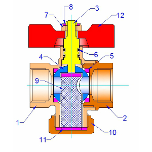 S.3161.05 Кран шаровой с фильтром Valtec 3/4"  - Вид №1