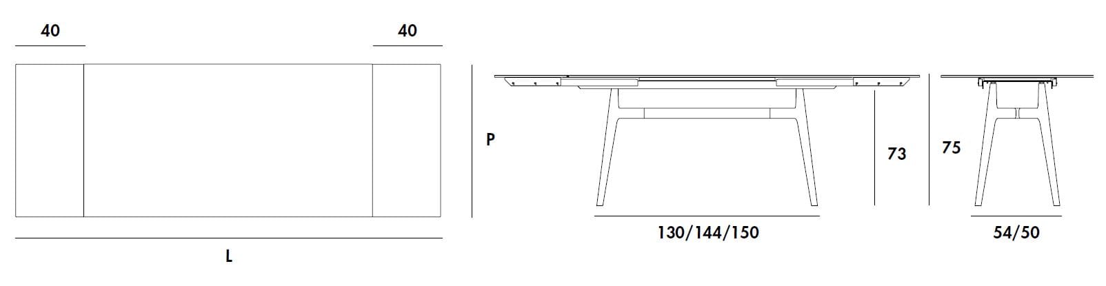 Керамический прямоугольный выдвижной стол Sovet Italia LEWOOD EXTENSIBLE ARCH-00018595 - Вид №1