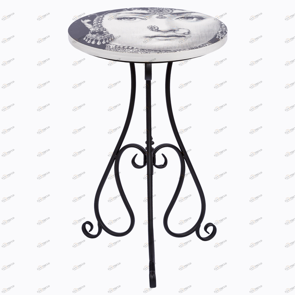 Кофейный столик круглый черно-белый с рисунком 50 см "Индия" Fornasetti BYOBJECT FORNASETTI 014304 Белый;черный Object Desire 