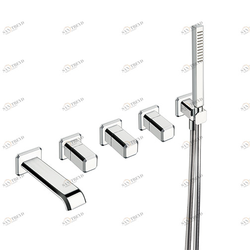 CRIIT165 Внешние части смесителя для ванны на 3 отверстия для CRICS115 с переключателем на 2 выпускных отверстия, изливом, металлическим ручным душем против известкового налета и гибким шлангом LONG LIFE Cristina Rubinetterie 