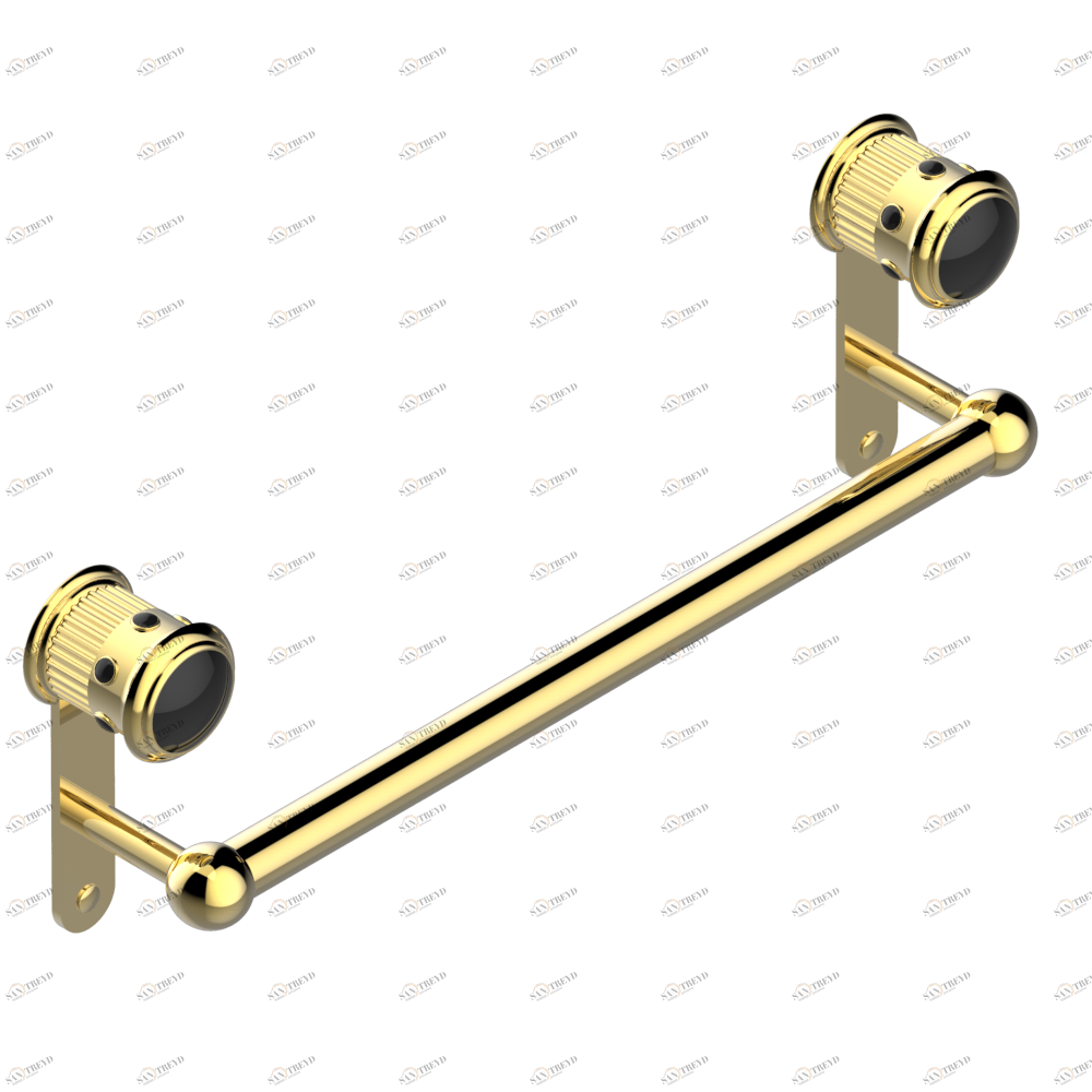 U7D-526/45 Держатель для полотенец в виде 1 перекладины Ø25 мм, длина 450 мм Thg-paris Trocadéro c чёрным ониксом Покрытие PVD золотистый цвет U7D-526/45 CAT.F