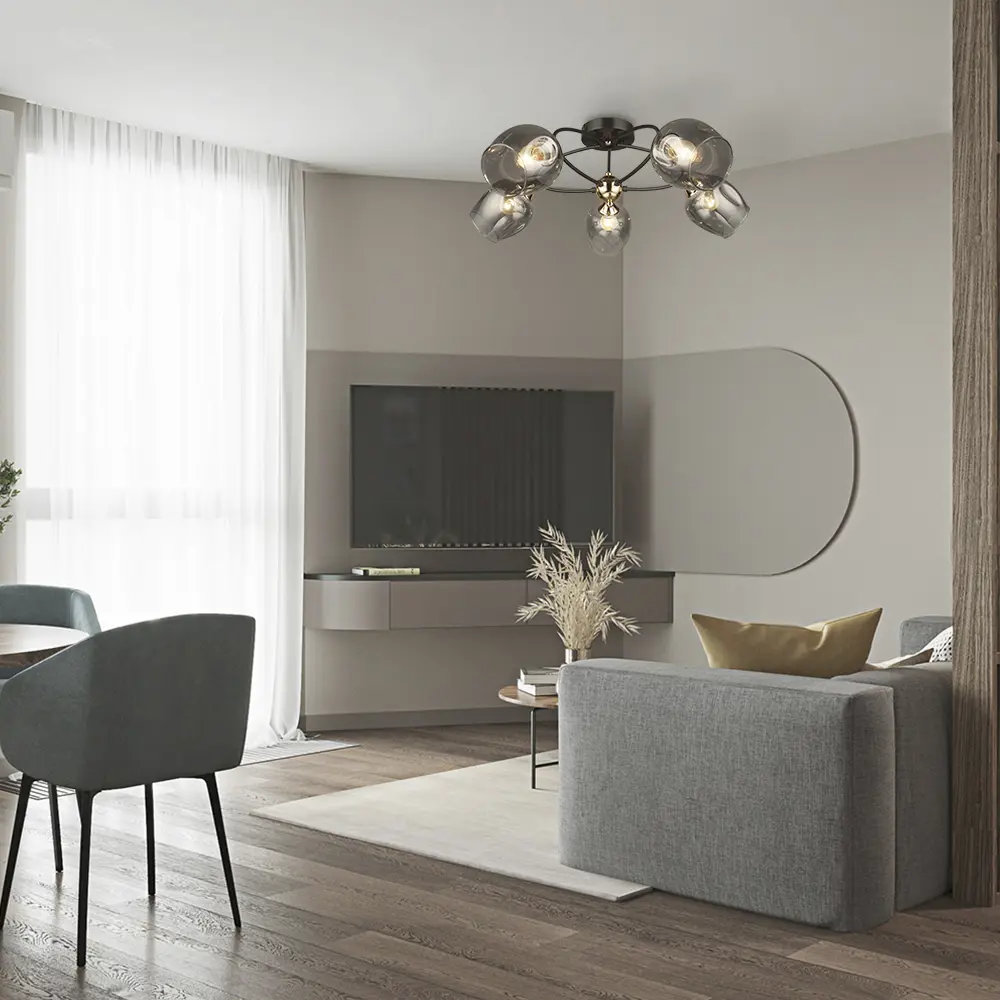 Люстра потолочная Семь огней Климин 5 ламп, 15 м², цвет чёрный/хром STLM-2001735 - Вид №4