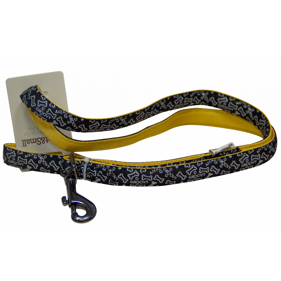 ПР0043555 Поводок для собак с принтом косточки 10х1200мм нейлон черный Great&Small 