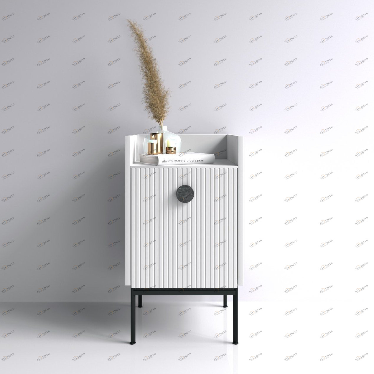 Прикроватная тумбочка белая 42х40 см Lago BRAGIN DESIGN LIVING 00-3974653 Белый