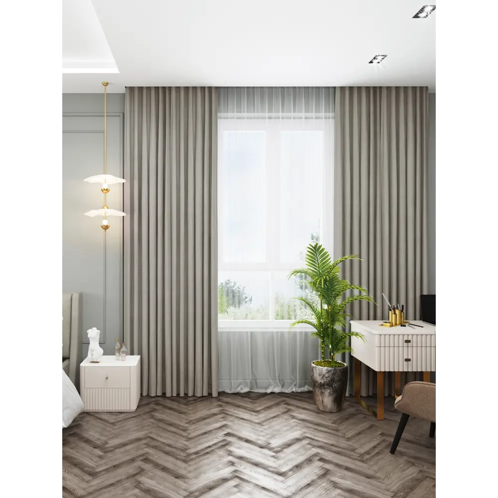 Штора на ленте Бархат 140x270 см цвет серо-коричневый 89436975 STLM-2186639 Santreyd 