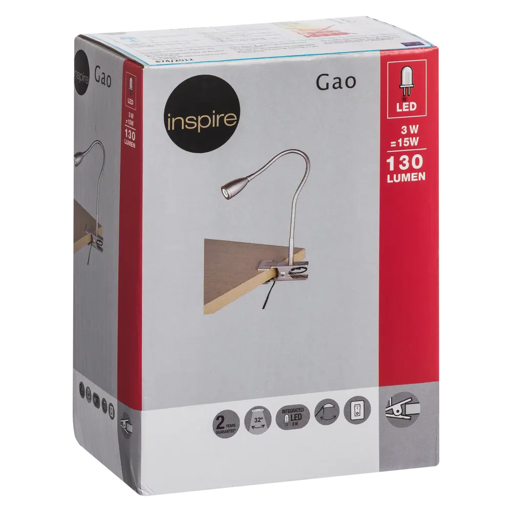 Рабочая лампа настольная светодиодная Inspire «Gao» на клипсе, цвет серебристый 81956220 STLM-2172059  - Вид №8