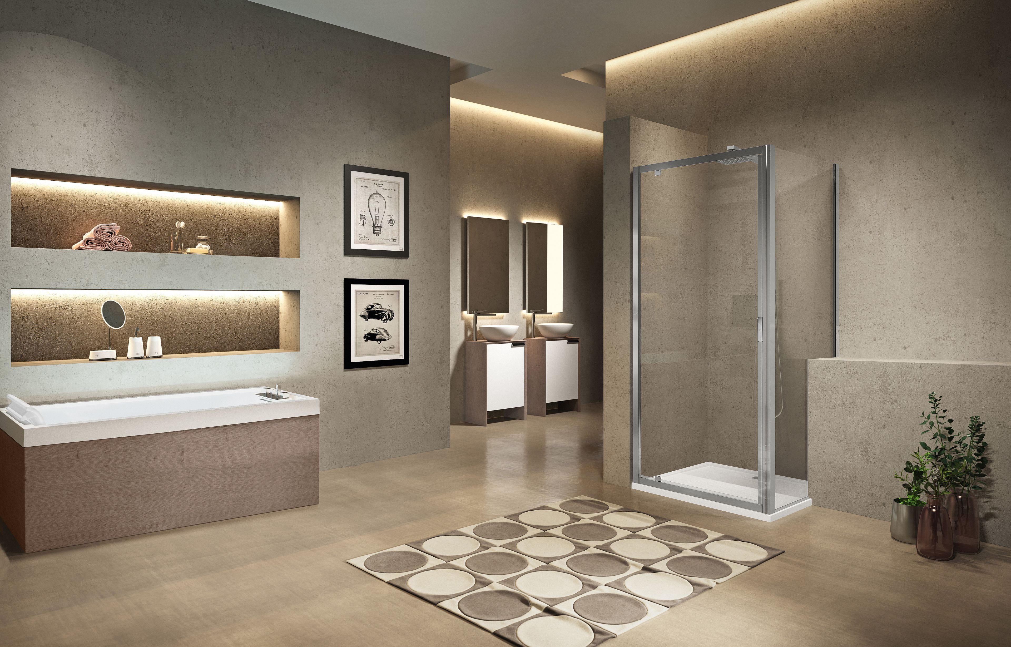 Профиль угловой душевой кабины с распашной дверью Novellini Lunes ARCH-00068967 - Вид №3