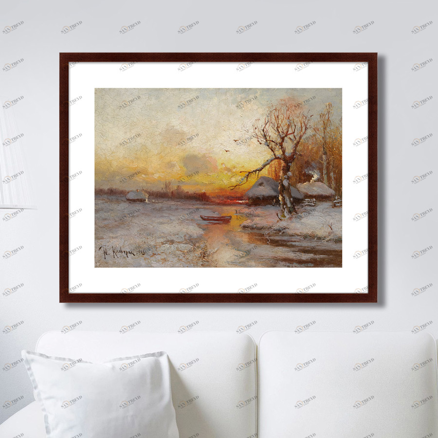 Картина в раме 78,5х100 см Winter Sunset 1913 г. КАРТИНЫ В КВАРТИРУ  264176 Желтый;коричневый;серый;разноцветный 