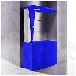 Ванна с кабиной GRUPPO TREESSE GEN-Y TOP STD-V3417|B3411-DX синяя угловая сидячая с дверью правосторонняя