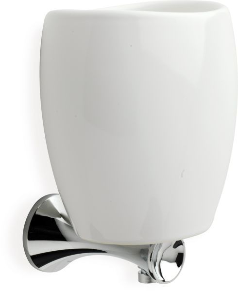 CA10(08-BI) Stil Haus Cali, настенный керамический стакан Cali, цвет хром - белая керамика Santreyd 