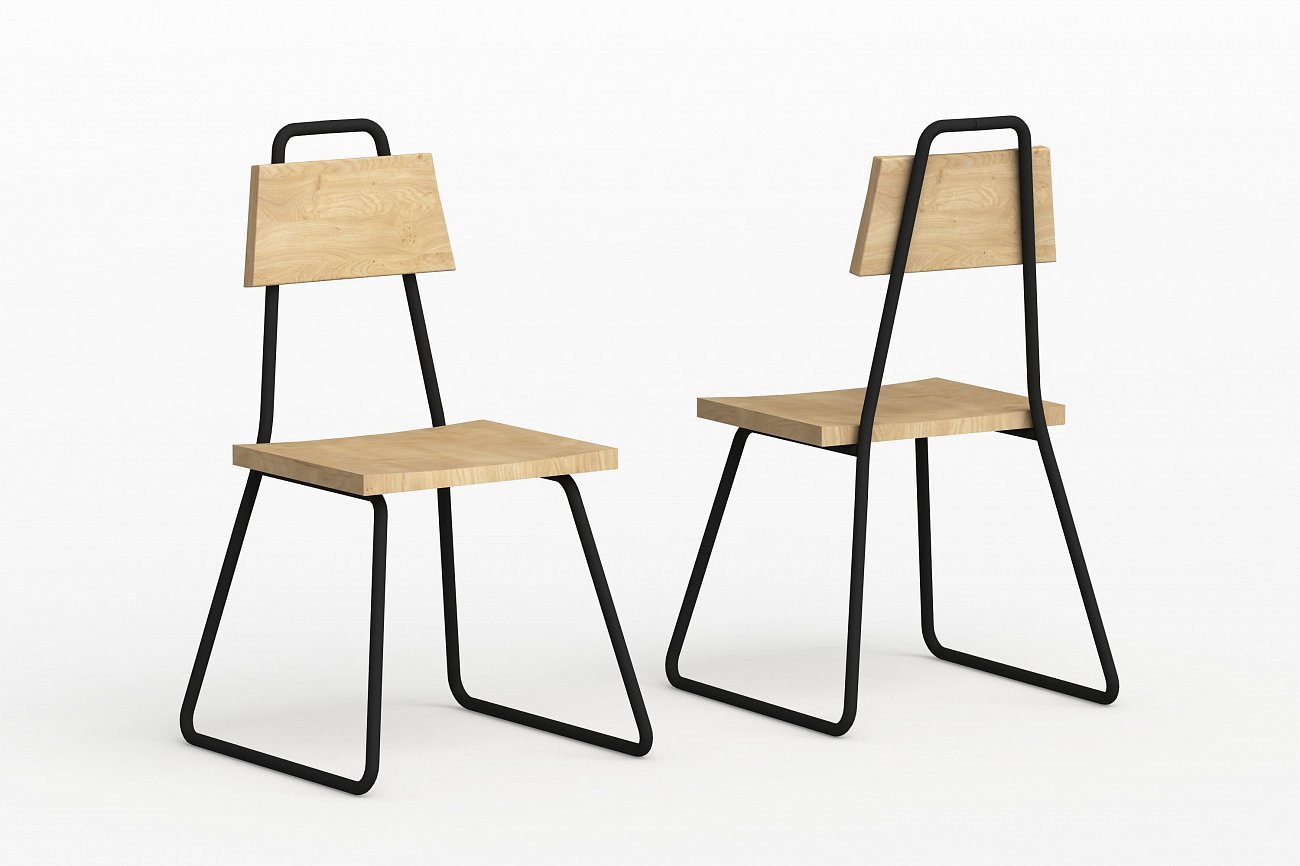 Стул с металлическими ножками и деревянным сиденьем светло-серый Bauhaus WOODI  00-3966234 Серый  - Вид №1
