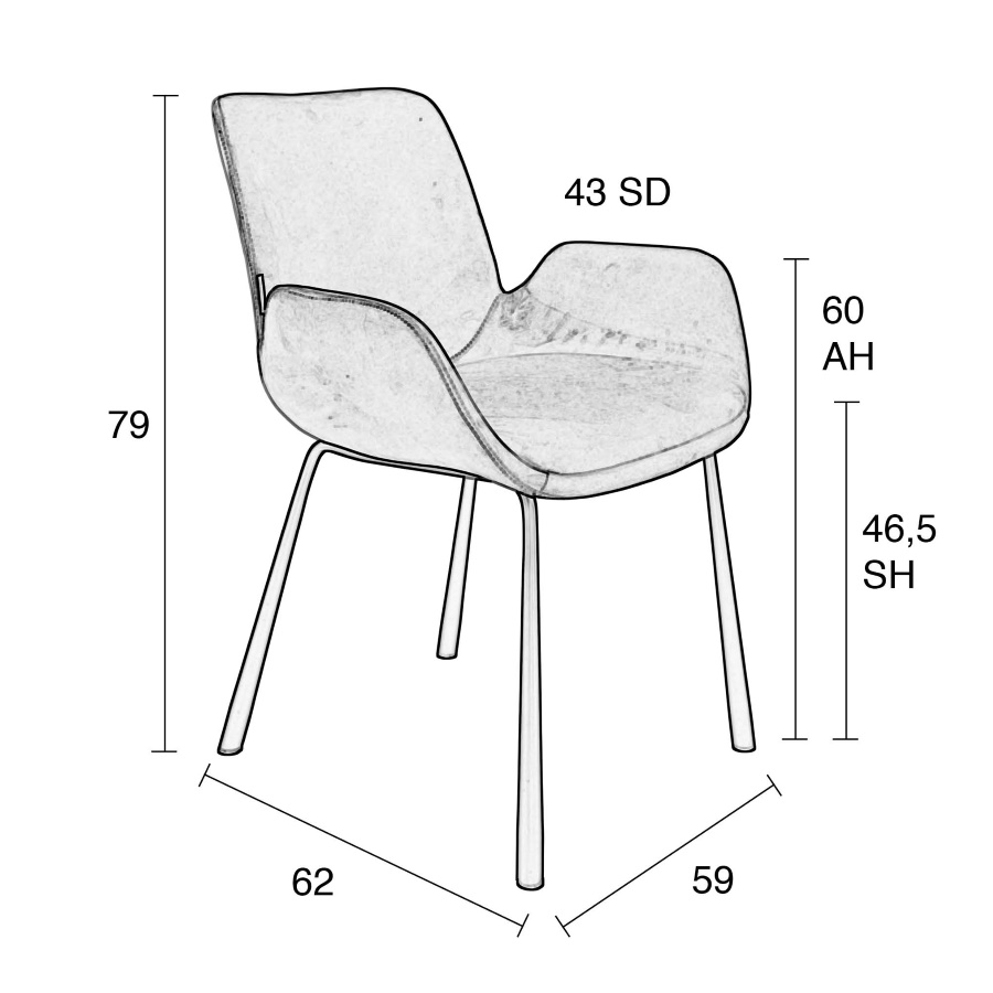 Кресло Brit темно-серое на тонких ножках Zuiver 1200142 - Вид №10