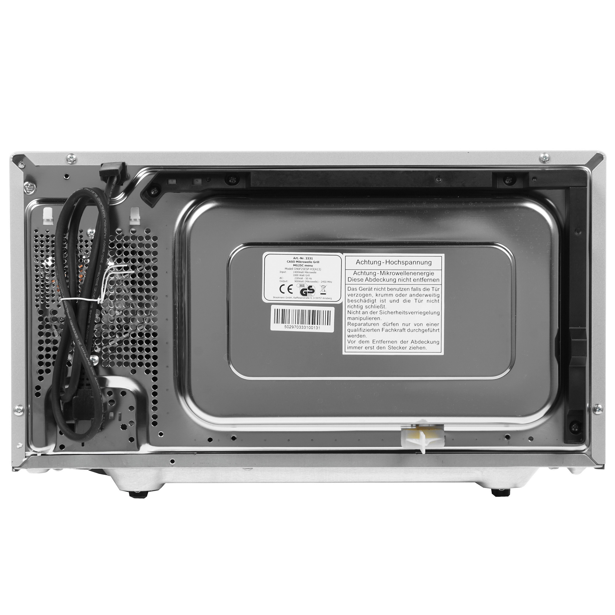 1117030 Микроволновая печь CASO MG 25 Ceramic Menu серебристый STDN-0069318 - Вид №6