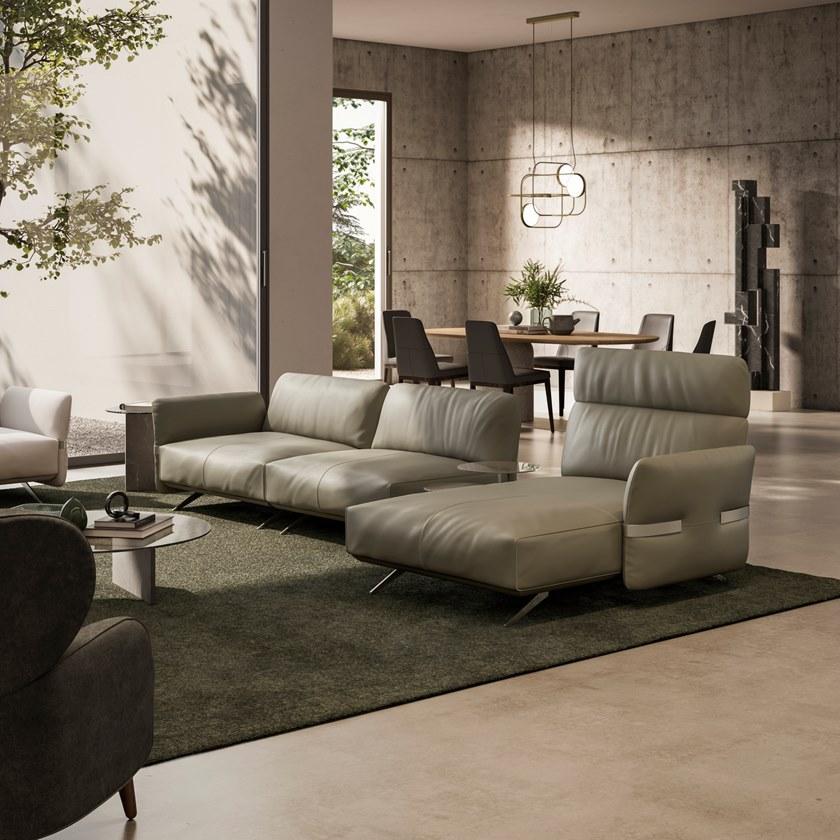 Natuzzi Модульный диван из кожи и ткани Solar sun-id-1460899 - Вид №2