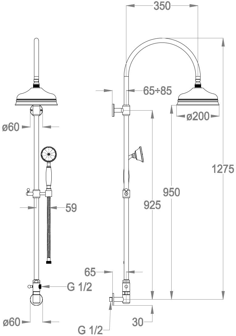Fir Italia Настенная душевая стойка с душевой лейкой Colonne doccia 1435243 - Вид №1