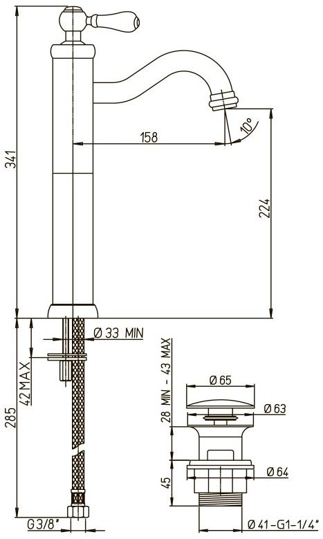 0TO00488JA00 Tosca Смеситель для раковины с д/к. высокий, хром Jacuzzi - Вид №2