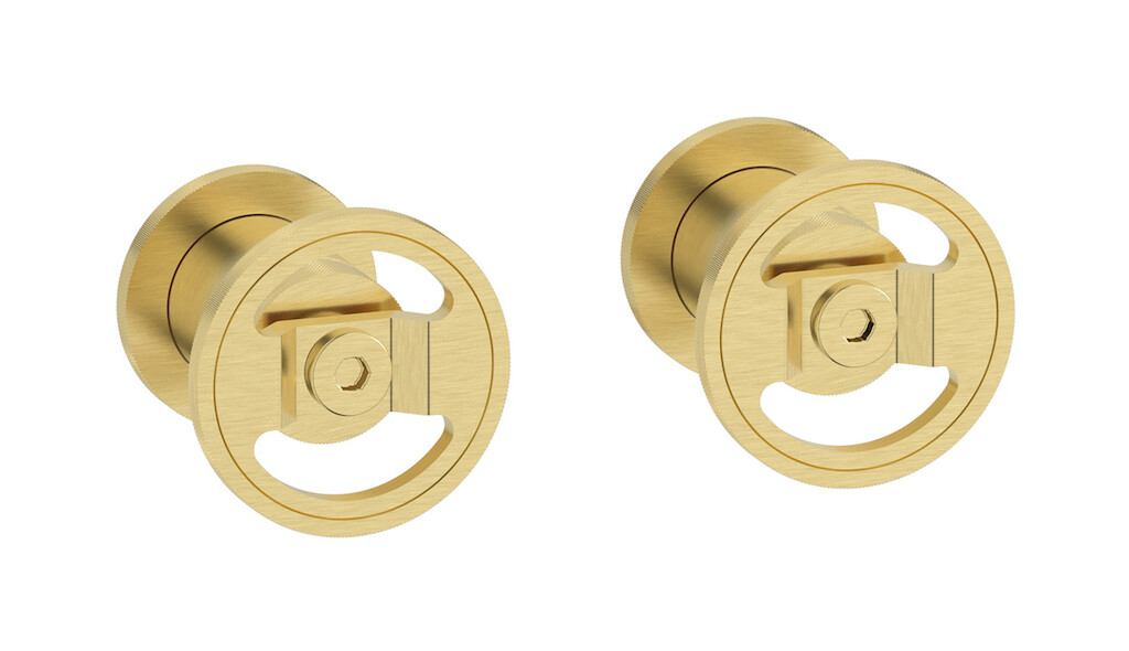 Встроенный смеситель для душа на 2 отверстия на 1 потребителя. WE ARE IB b1400is Brushed Pale Gold Bold