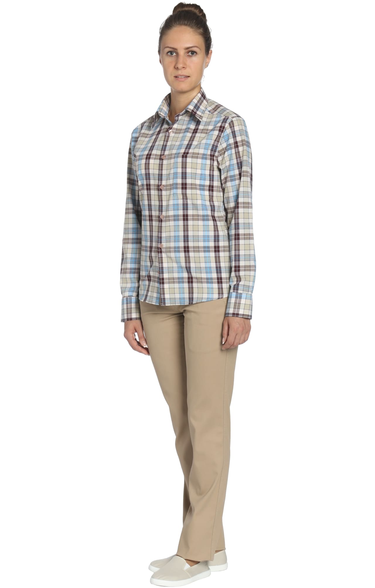 67820 Рубашка в клетку plaid beige (шотландка бежевая) HIPSTER  Толстовки, рубашки, футболки, тенниски  размер 56 (112)  - Вид №4