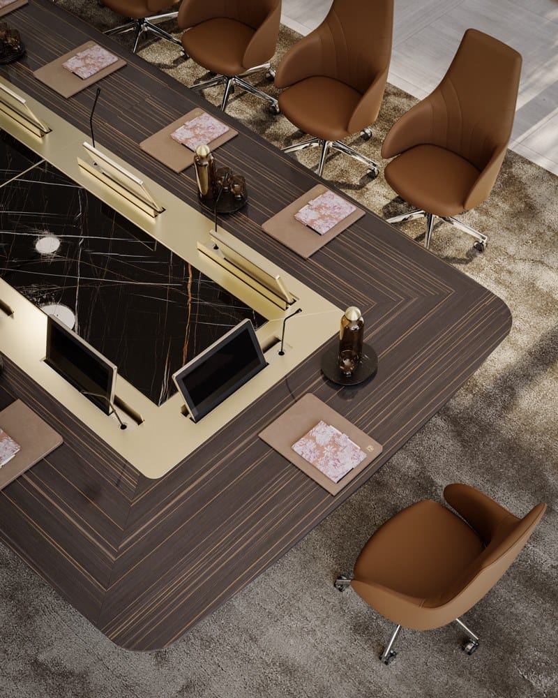 Прямоугольный стол для встреч из черного дерева и мраморной столешницы PROF Bespoke ARCH-00041592 - Вид №4