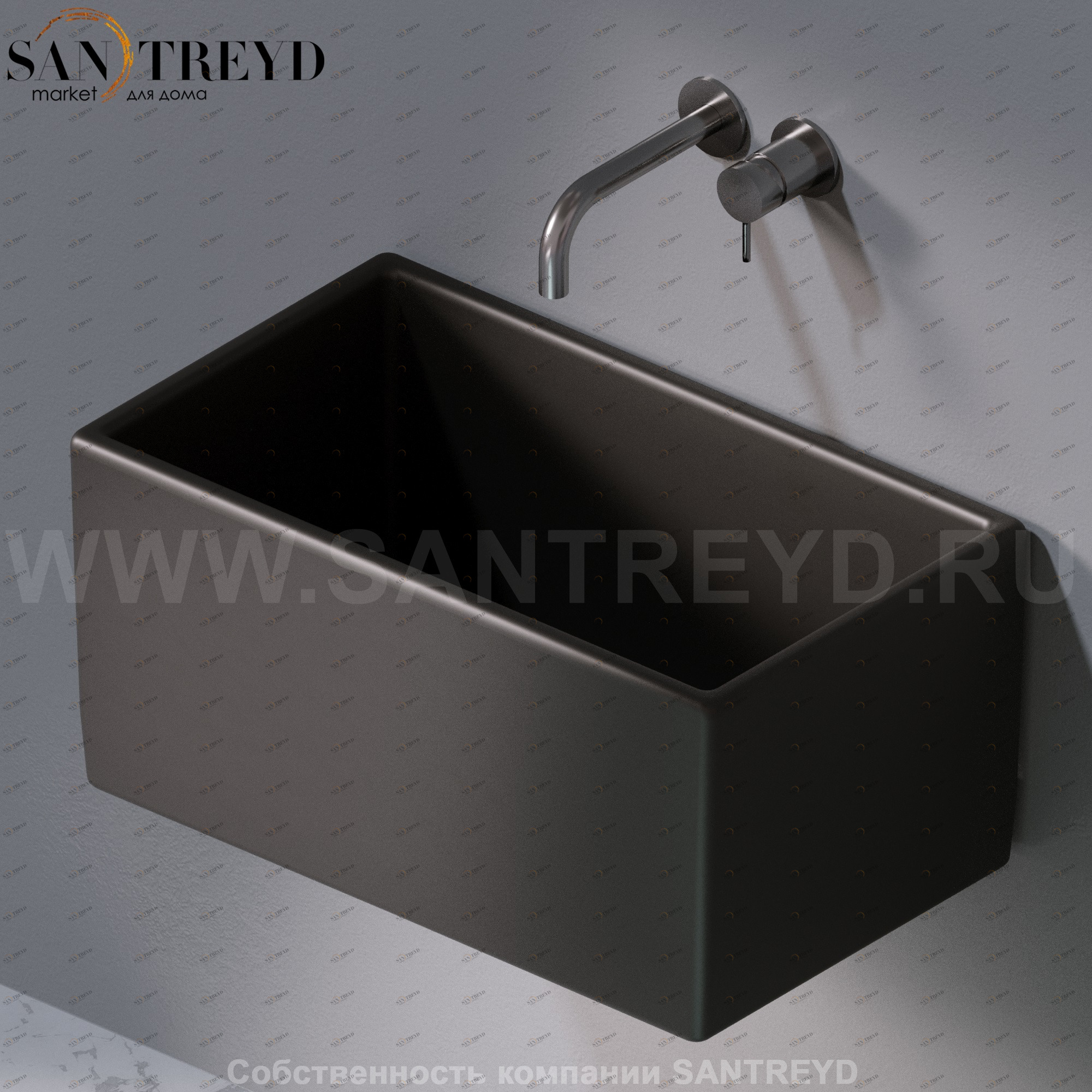 L112105 Подвесная раковина настенная прямоугольная A. e T. Italia Tower черная AeT ITALIA