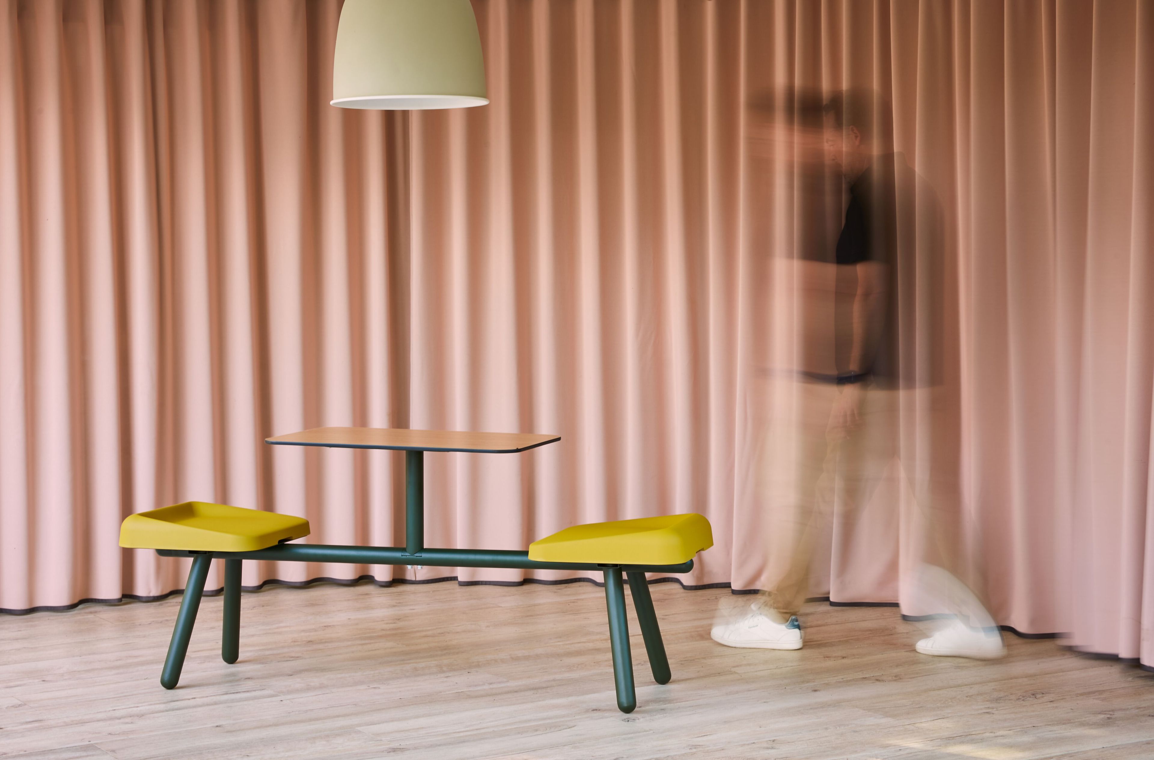 Polyurethane and wood monoblock canteen table with integrated seats Bõln Slim ARCH-00129228 - Вид №12