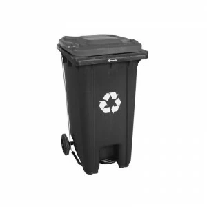 KJS412 Мусорный бак СЕРЫЙ, на колесах, с педальным управлением, 120 л, без крышки Merida