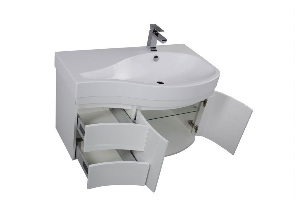 Тумба под раковину Aquanet Сопрано 95 R белый (2 дверцы 2 ящика) sun-id-275442 - Вид №3