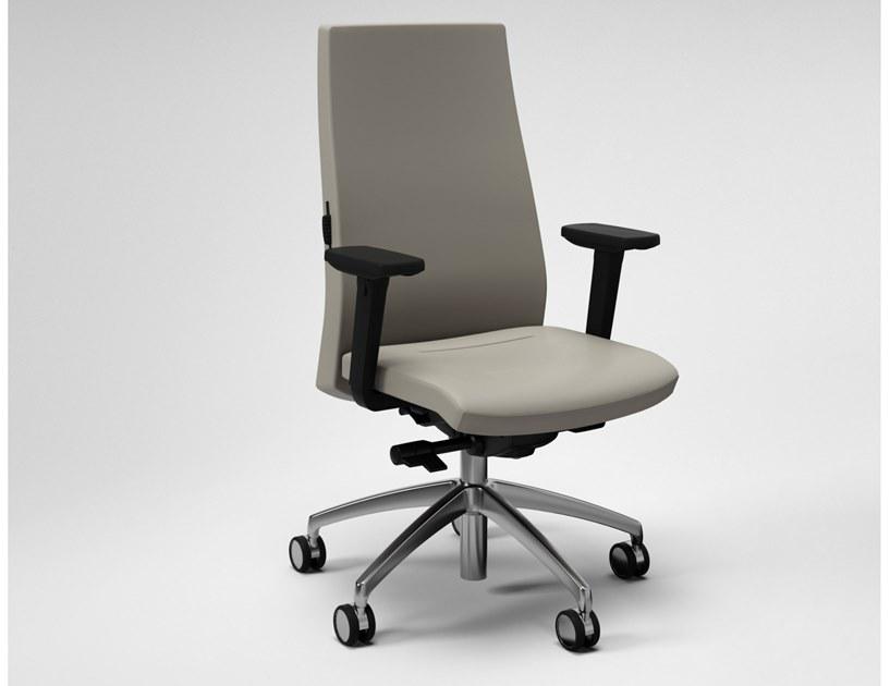 FANTONI Регулируемое по высоте офисное кресло из кожи с 5 спицами и подлокотниками Seating system sun-id-1488478 - Вид №1