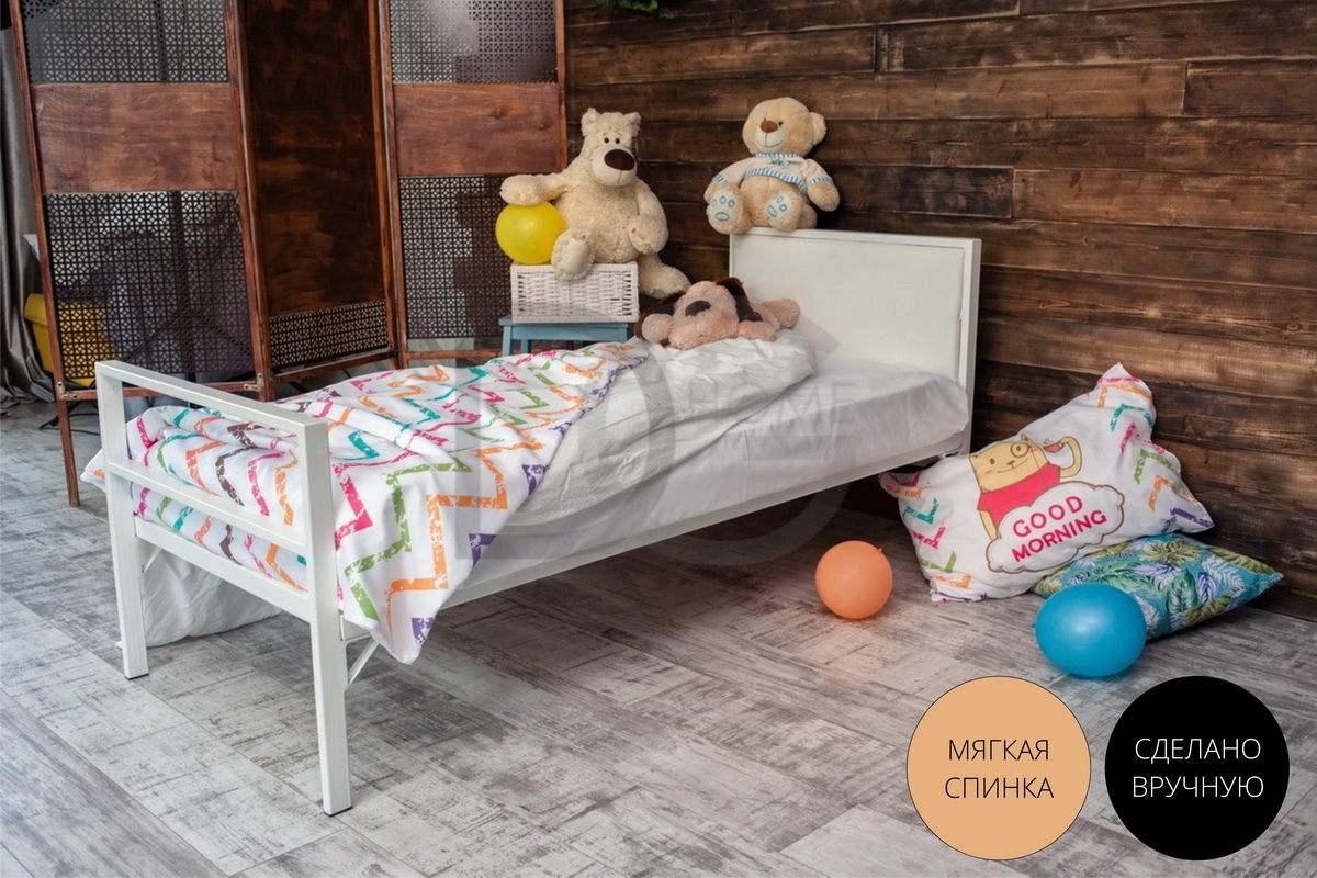 Кровать детская 80х190 с мягкой вставкой в изголовье белая "Лоренцо kids" FRANCESCO ROSSI ЛОРЕНЦО 134704 Белый  - Вид №1