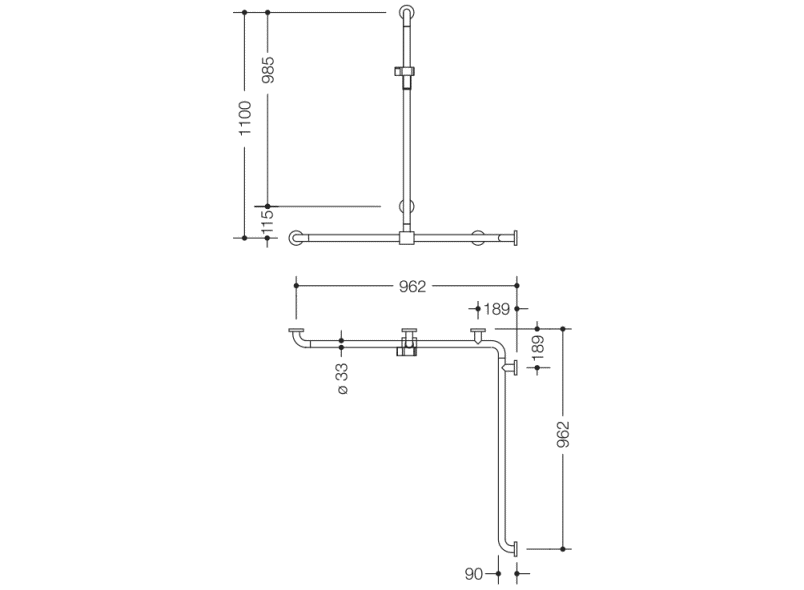 805.35.340 Поручень для душа с выдвижным держателем для душа HEWI Greifen  - Вид №1
