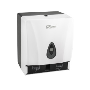 GFmark - Диспенсер для бумажного полотенца, РУЛОННЫЙ, пластиковый, БЕЛЫЙ, с глазком, с ключом, код: 917