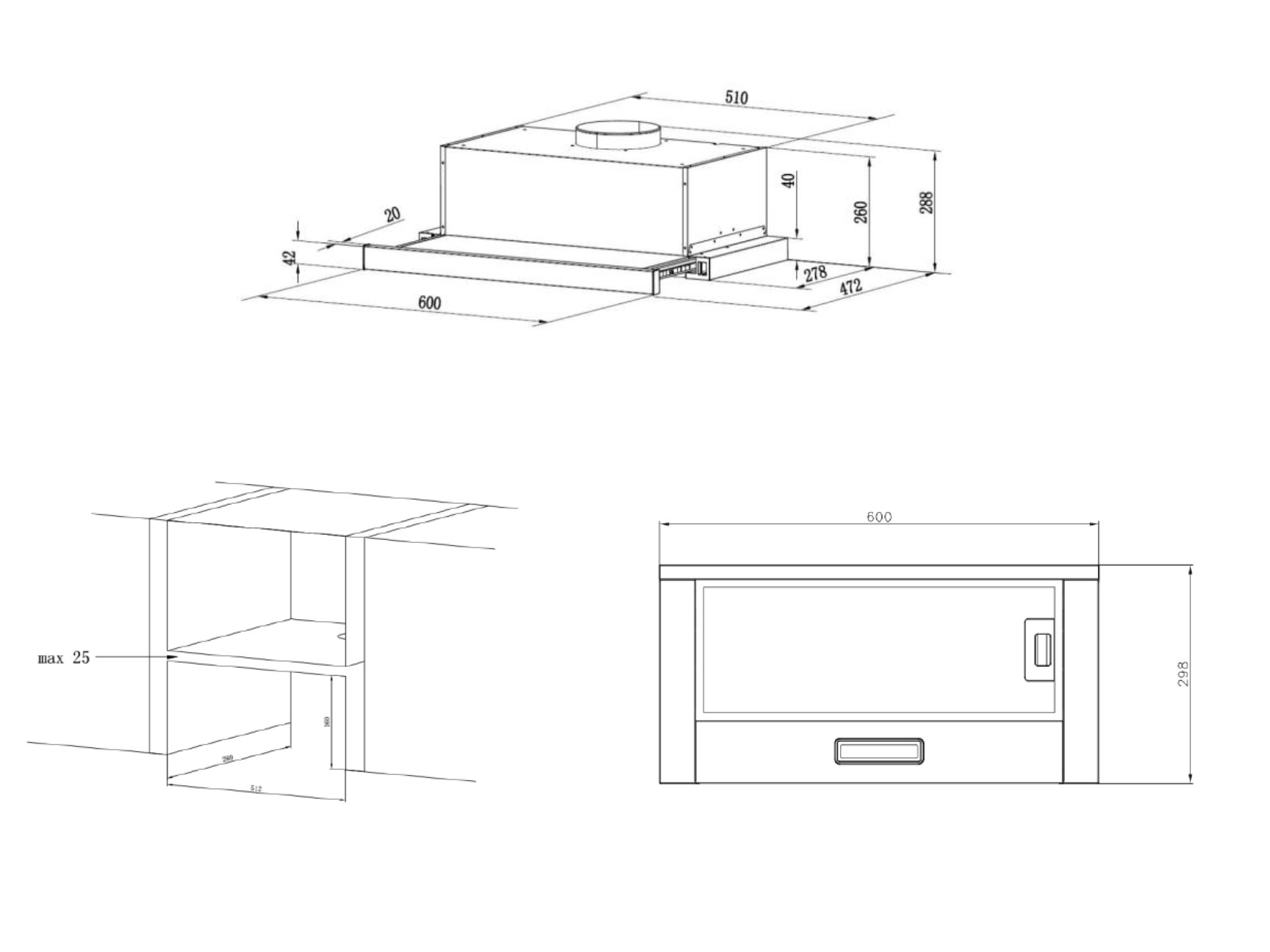 9101145 Вытяжка телескопическая DeLonghi KT-TIARA 612 NB черный/черный STDN-0118364 - Вид №19