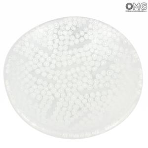 2108 ORIGINALMURANOGLASS Круглое белое блюдо Помпеи из муранского стекла с миллефиори - блюдце для мелочей- пепельница 8 см