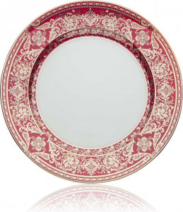 10571305 Haviland Блюдо круглое 31,5см "Матиньон" (вишневый, платиновый декор) Фарфор, Керамика