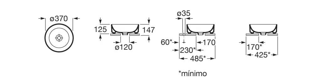 Керамическая столешница с одной круглой раковиной Roca Ona ARCH-00087733 - Вид №14