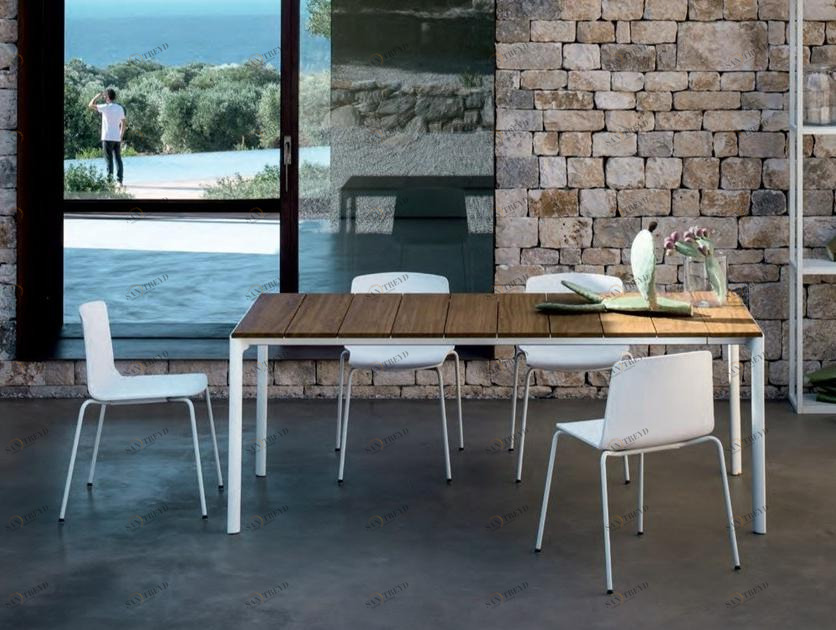 Kristalia Прямоугольный садовый стол из тикового дерева раздвижной sun-id-1422458