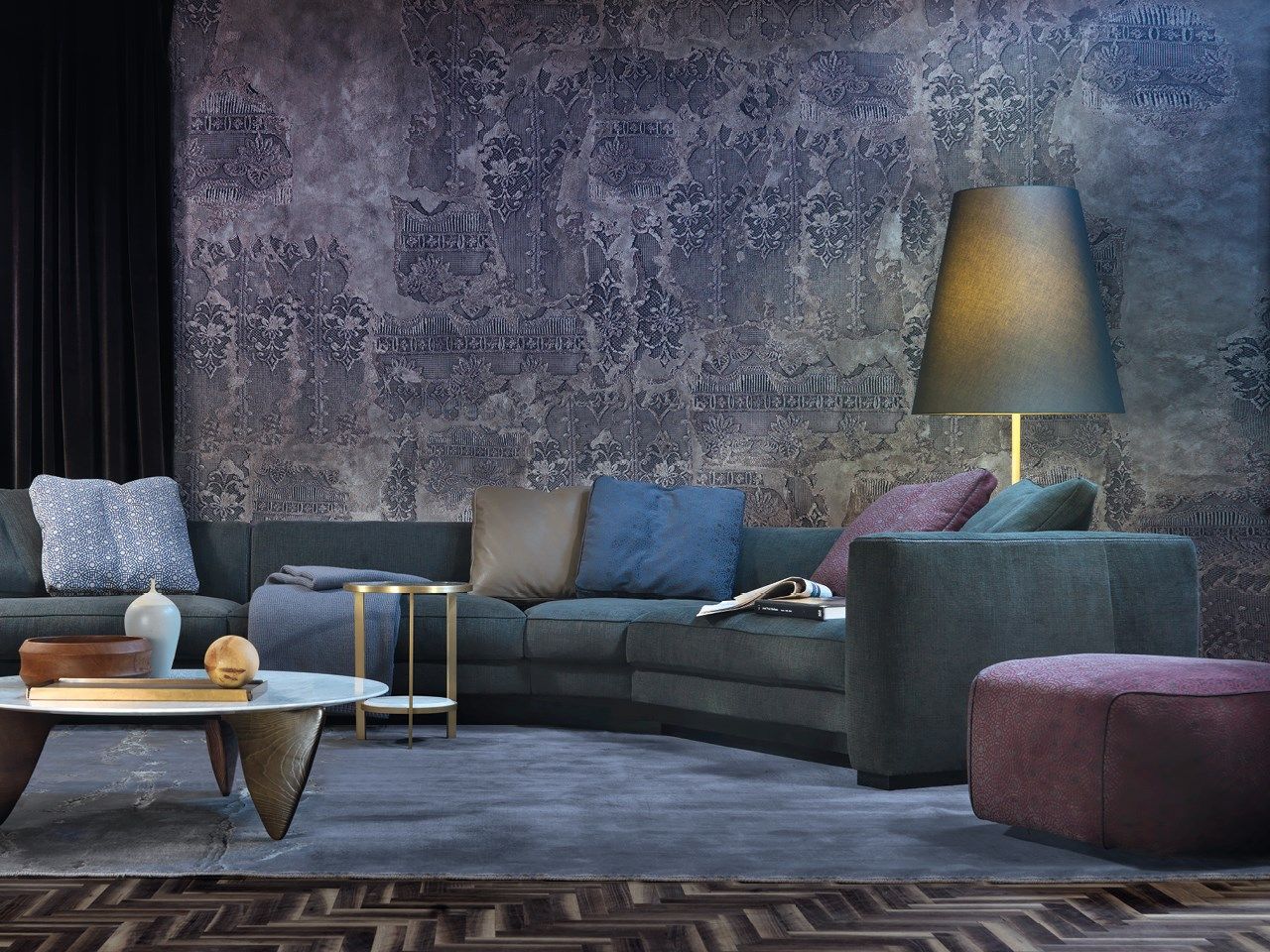 Изогнутый диван из ткани Borzalino Franklin ARCH-00033176 - Вид №8