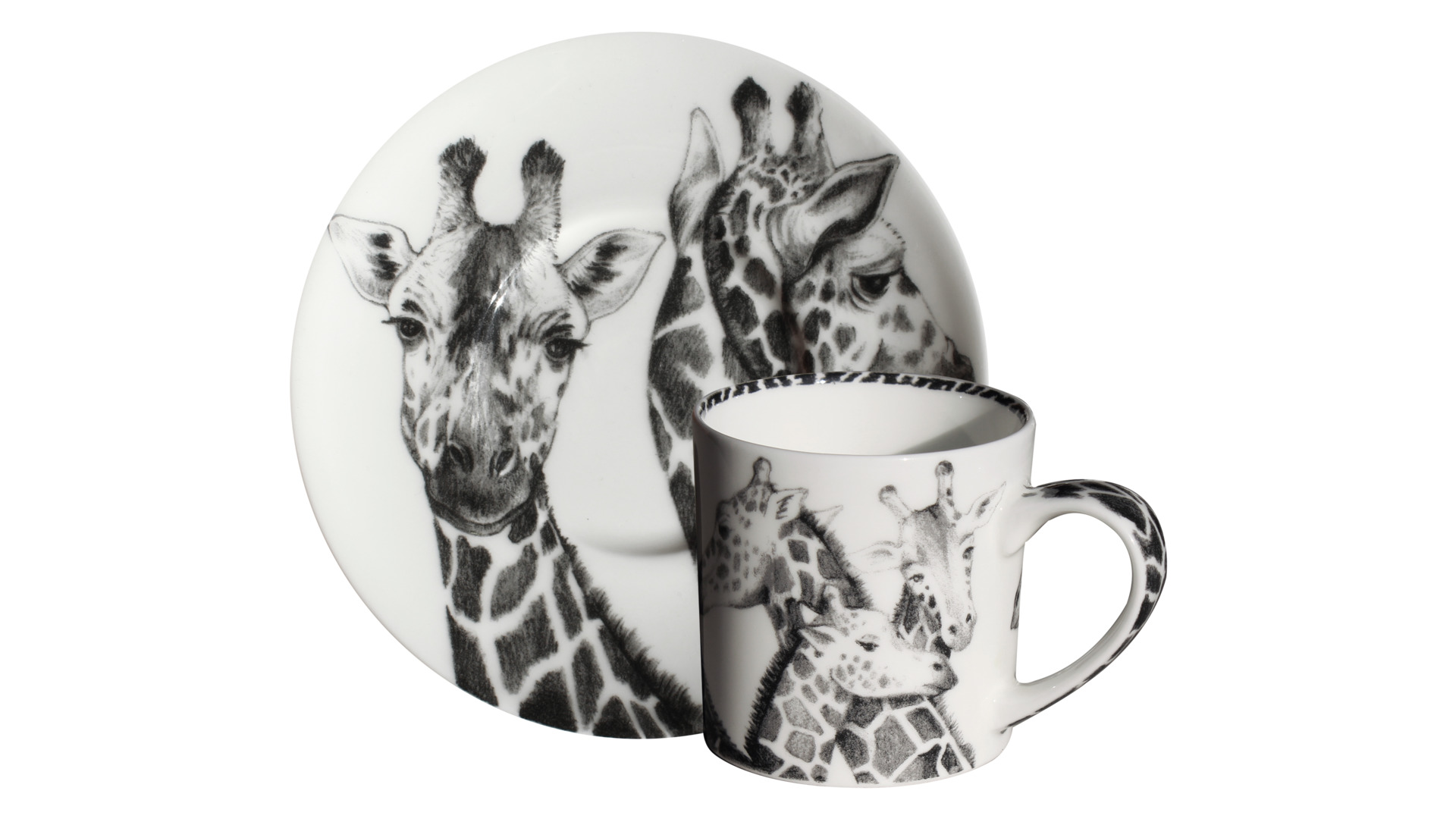 10640814 Taitu Чашка для эспрессо с блюдцем Taitu "Дикий нрав.Жираф" 100мл Фарфор костяной  - Вид №2