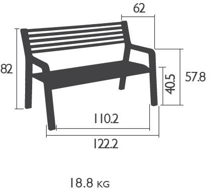 Fermob Садовая скамейка с подлокотниками со спинкой Somerset 3201 - Вид №2