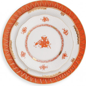 10628334 Herend Набор тарелок 1/3 "Аппони оранжевый" (Mix&Match) Фарфор
