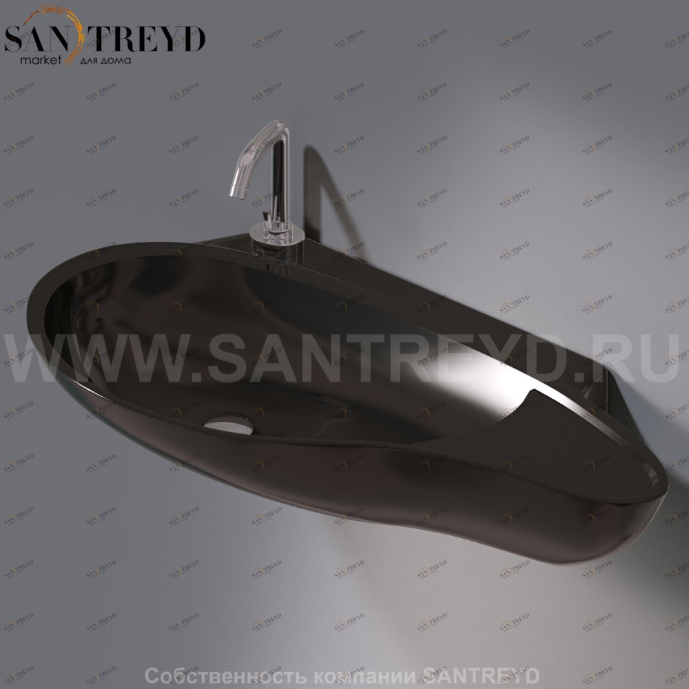 L500T0R1V4.104 Подвесная раковина настенная овальная A. e T. Italia SPOT черная AeT ITALIA ACCENT