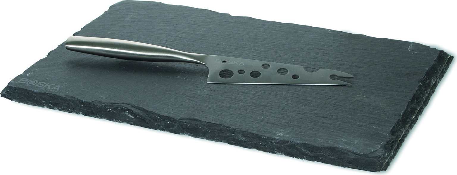 10584881 Boska Доска сервировочная для сыра Boska с ножом для мягких сыров, 33x23x1.5см, сланец Сланец 