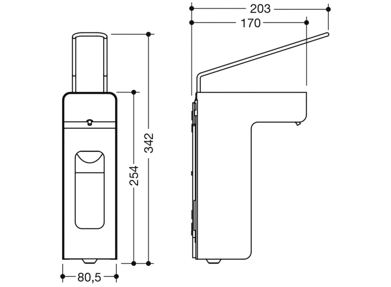 900.06.003XA Дезинфицирующее средство или дозатор мыла HEWI System 900 - Вид №4