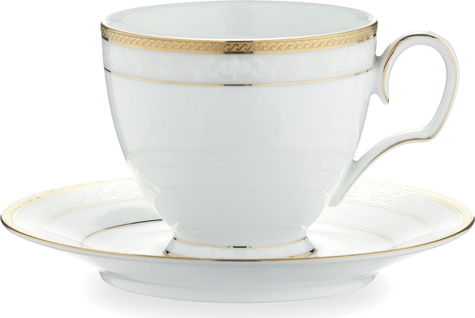 10599214 Noritake Чашка чайная с блюдцем Noritake "Хэмпшир, золотой кант" 250мл Фарфор 