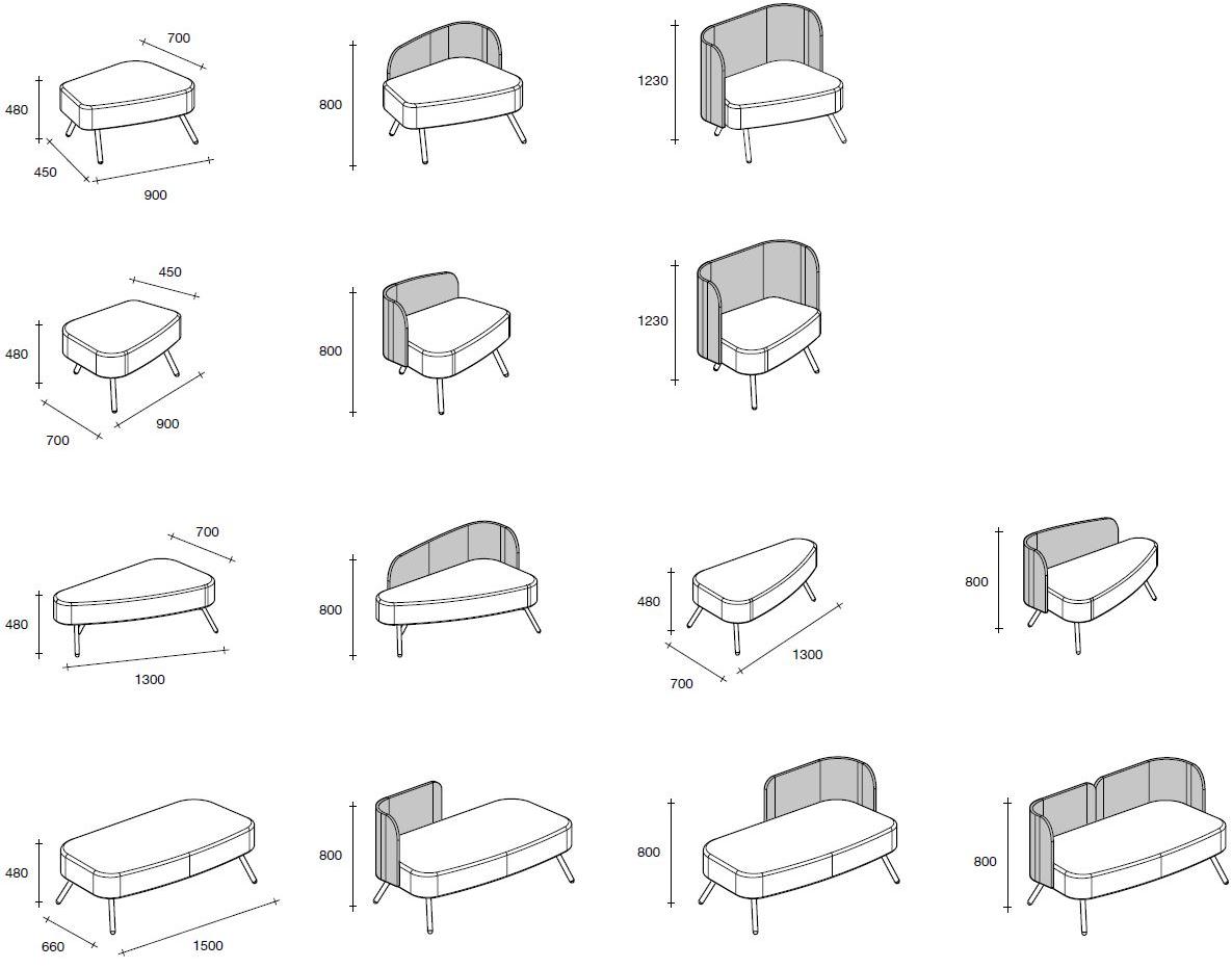 Sesta Скамья из ткани со спинкой Blog Bg-084 + bg-103 - Вид №3