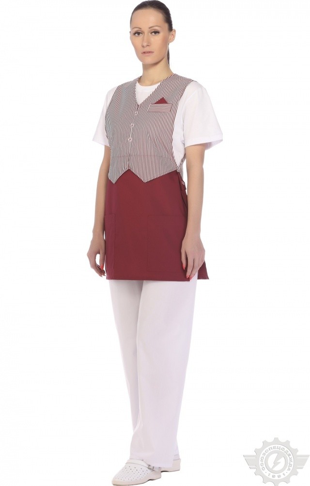 63638 Фартук-халат "Элегант" бордо  Одежда для обслуживающего персонала  размер 44-46 Спецодежда  - Вид №7