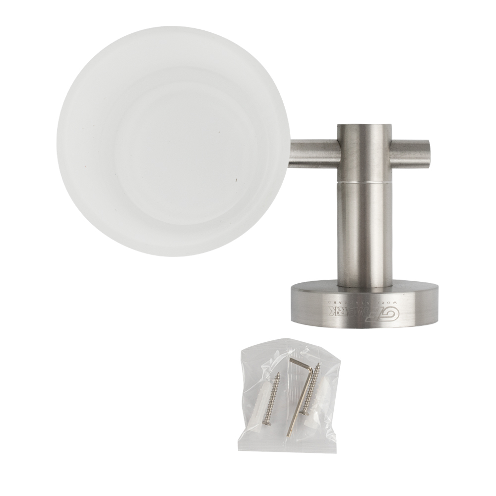 GFmark - Стакан стеклянный, с креплением к стене, из нержавеющей стали, код: 80005  - Вид №3