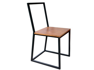 Железный стул с сиденьем из грецкого ореха