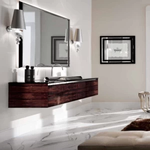 Комбинация ванной комнаты F03 в отделке VETRO extrachiaro nero MILLDUE FOUR SEASONS